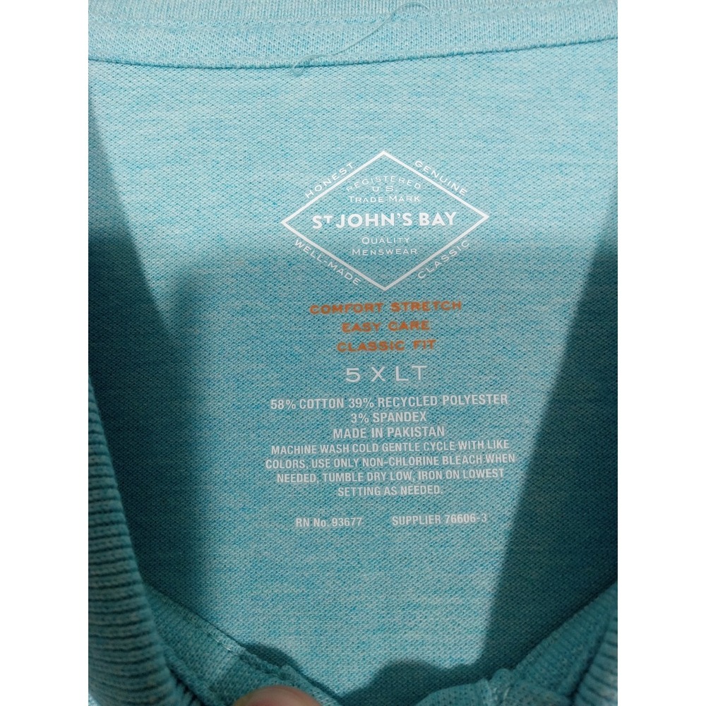 St John's Bay Polo Men's 5XLT Blue Delphnium Heather Comfort Stretch Classic Fit - Picture 4 of 6